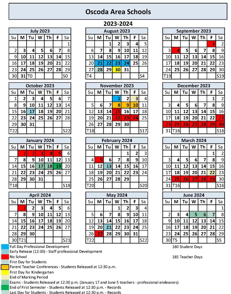 Oscoda Area Schools Calendar 2024